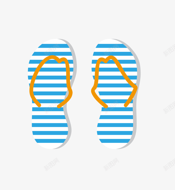 一双蓝色手绘的拖鞋png免抠素材_新图网 https://ixintu.com 人字拖 卡通手绘 拖鞋 蓝色 蓝色线条 装饰图 鞋子