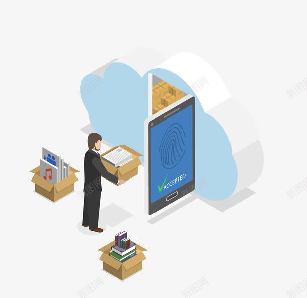 卡通立体云计算png免抠素材_新图网 https://ixintu.com 人物 卡通 卡通立体场景 宣传 平面 开发 彩色 时尚 立体创意 等角 设计