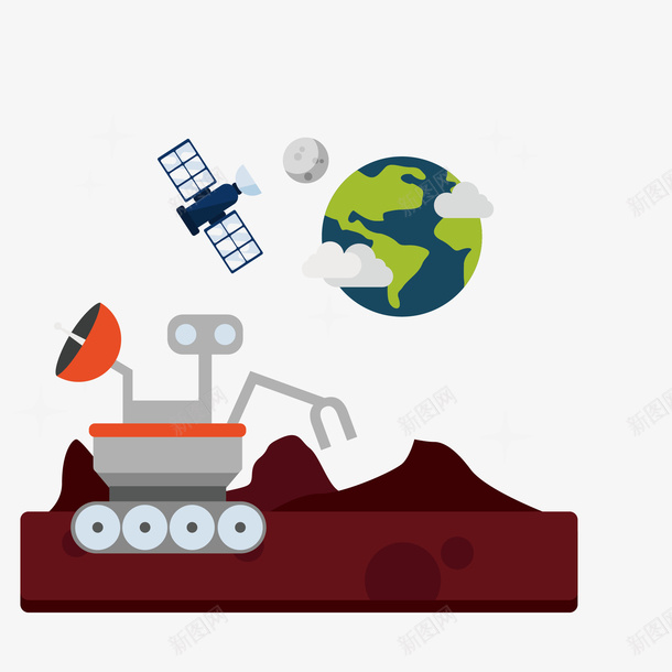 火星地球科学研究矢量图eps免抠素材_新图网 https://ixintu.com 创意 卡通 图案 图示 小清新 彩色 研究 科学 装饰 矢量图