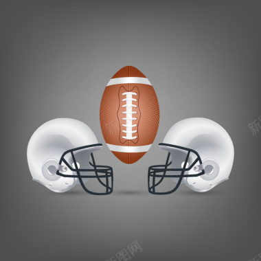 美式橄榄球用球与头盔背景矢量图背景