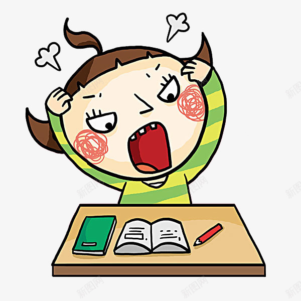 生气的女孩png免抠素材_新图网 https://ixintu.com 书桌 凶巴巴 卡通 可爱的 小女孩 怒气冲冲 憋屈 懊恼 手绘 生气效果 生气的 生气的小孩 简笔