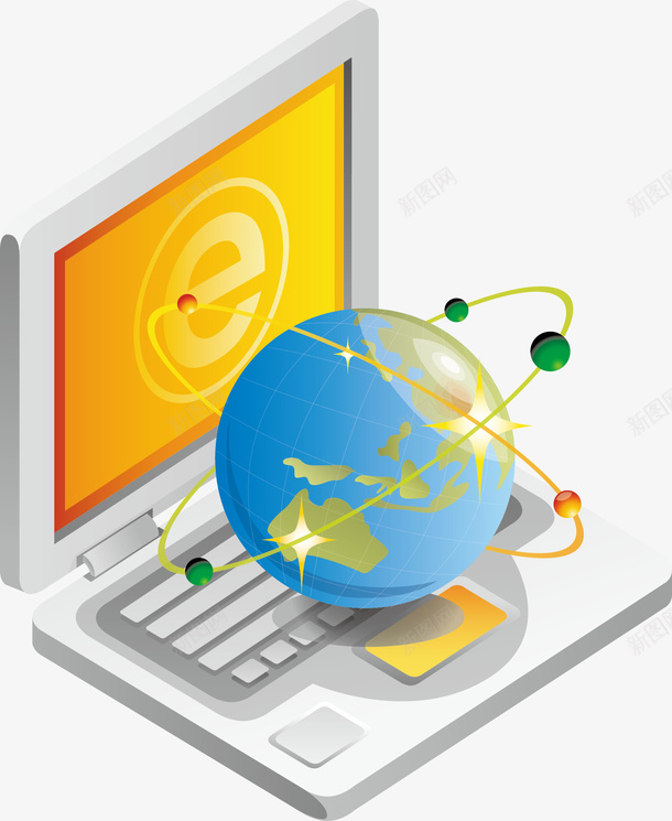 互联网电脑地球矢量图ai免抠素材_新图网 https://ixintu.com 互联网 地球 电脑 网络 链接 矢量图