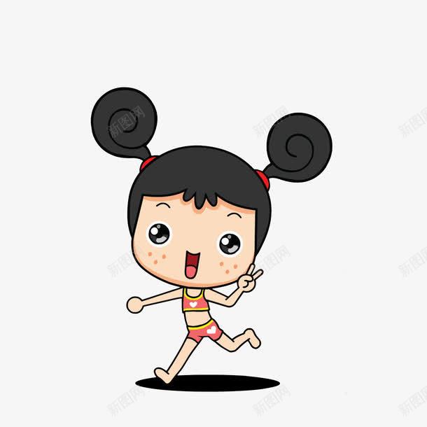 跑步健身的女孩png免抠素材_新图网 https://ixintu.com 卡通手绘 比V的女孩 跑步健身的女孩 跑着的人