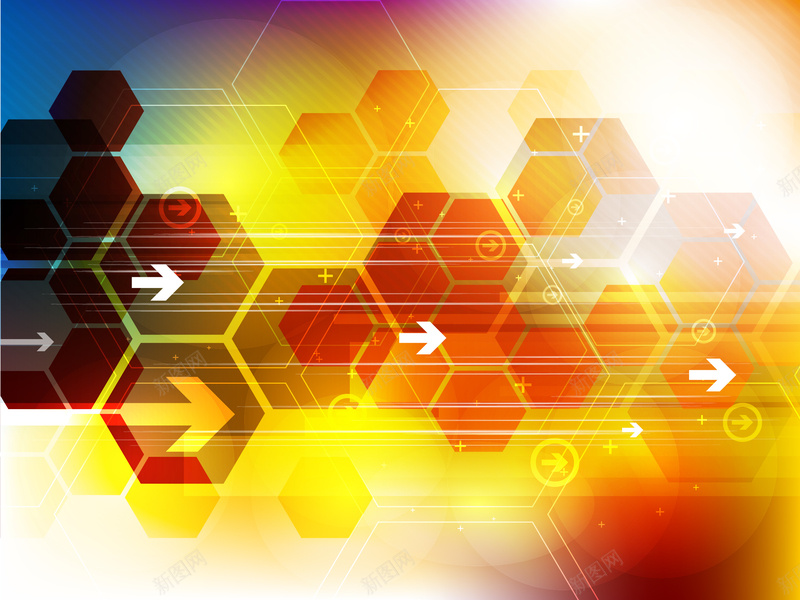 科技六边形矢量图ai设计背景_新图网 https://ixintu.com 六角形科技 六边形 几何 商务 图形 矢量图 科幻 科技 箭头 红色