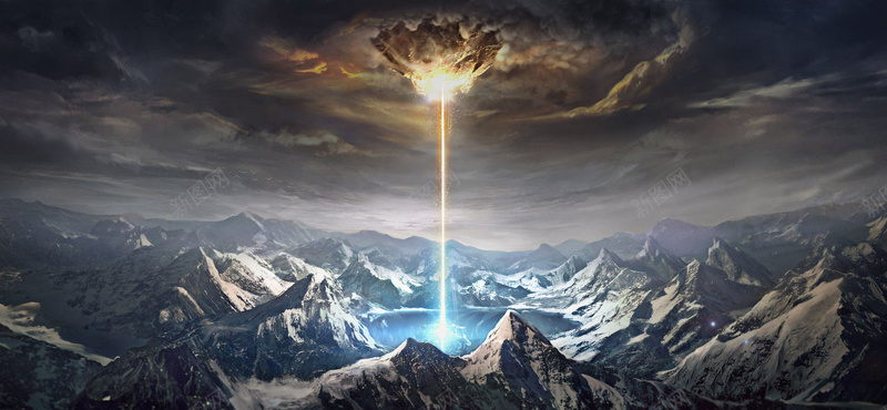 科幻游戏场景bannerjpg设计背景_新图网 https://ixintu.com banner 云朵 全屏背景 天空 山脉 游戏场景 游戏背景 灯效 科幻