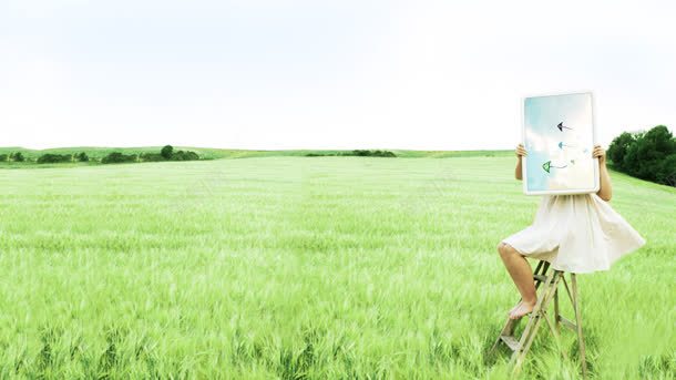 草地画画女孩海报背景jpg高清背景_新图网 https://ixintu.com 女孩 海报 画画 背景 草地