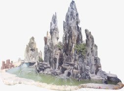 公园景观瀑布假山png免抠素材_新图网 https://ixintu.com 假山 公园 景观 瀑布