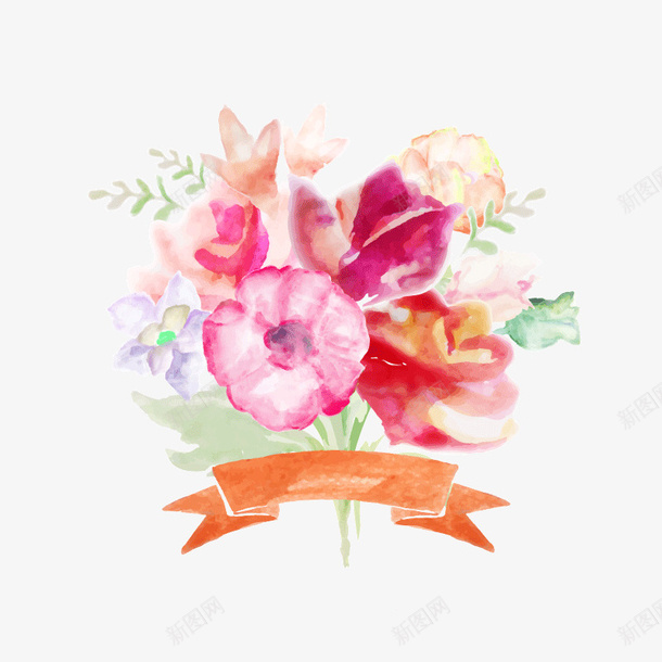 水彩花束丝带渐变装饰矢量图ai免抠素材_新图网 https://ixintu.com 丝带 水彩 渐变 矢量素材 矢量素材免费下载 花束 装饰图案 矢量图
