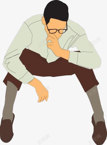 低着头的烦躁的人png免抠素材_新图网 https://ixintu.com 低着头 心情烦躁 烦躁的人 男人 蹲着