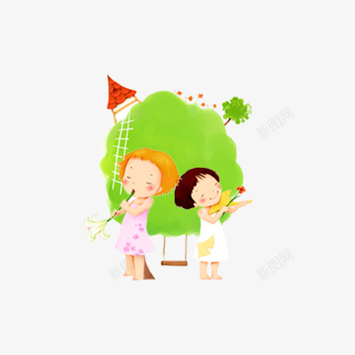 卡通手绘儿童插画psd免抠素材_新图网 https://ixintu.com 人物设计 儿童节 卡通 手绘 插画设计 水彩