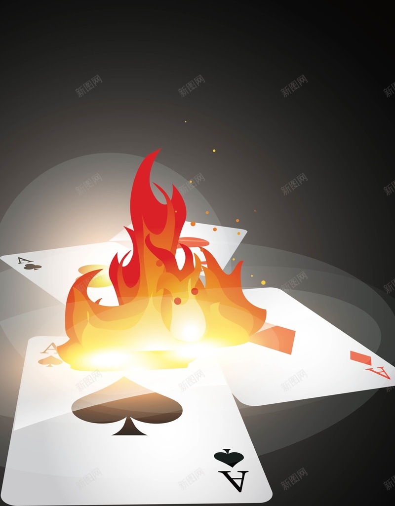 扑克牌上燃烧的火焰背景矢量图ai设计背景_新图网 https://ixintu.com AI 光晕 扑克牌 海报 火焰 灰色 矢量素材 科幻 背景 陶醉 高清背景设计图 矢量图