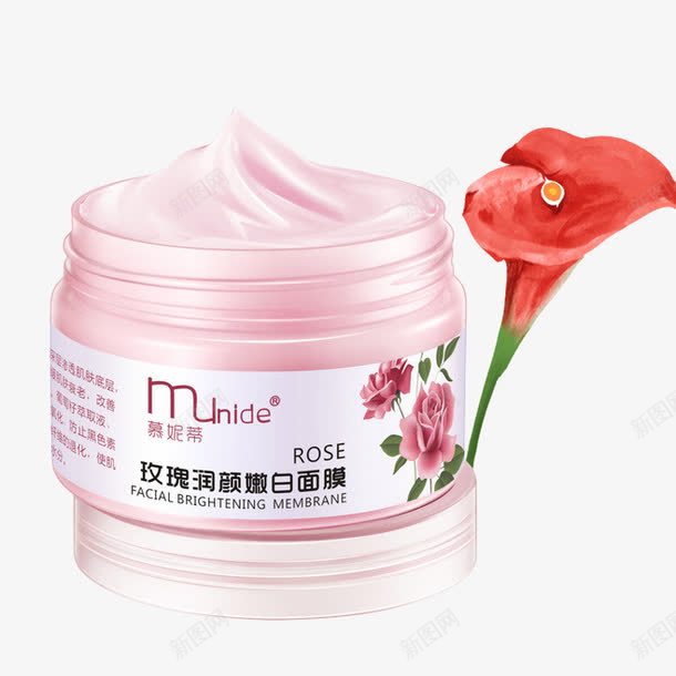 玫瑰润颜蛋白面膜png免抠素材_新图网 https://ixintu.com 产品实物 玫瑰花 补水面膜