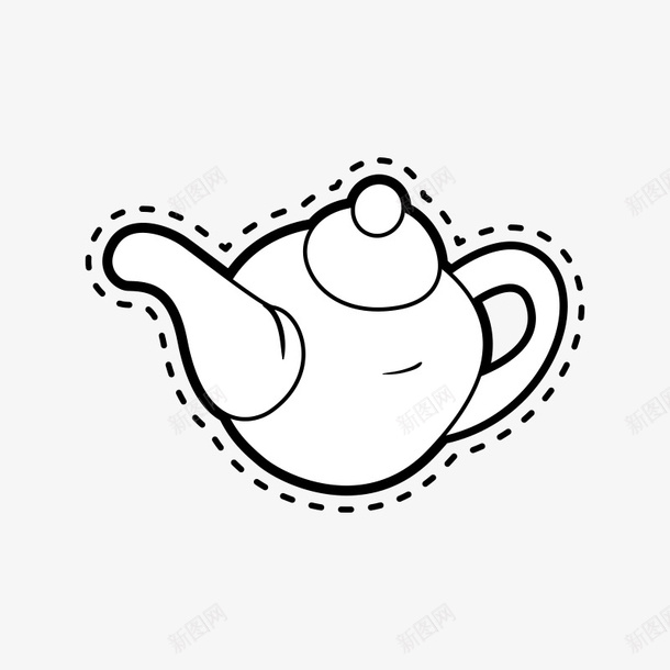 简笔画茶壶图标png_新图网 https://ixintu.com 卡通 线条 茶壶 黑色