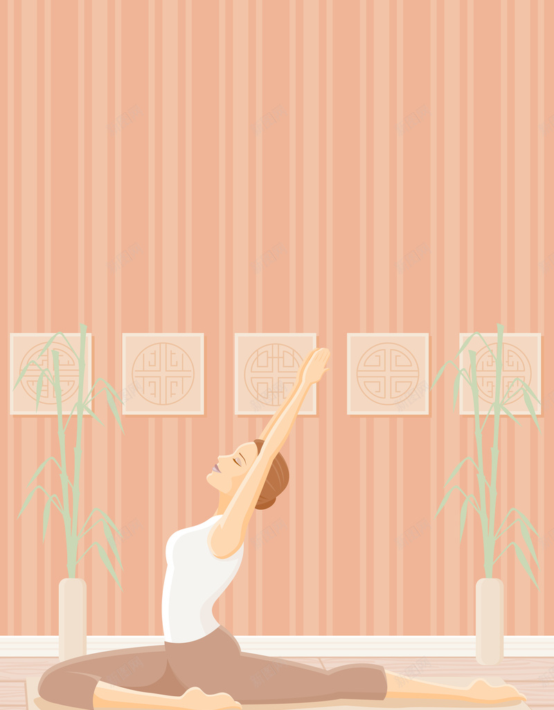 矢量瑜伽美体背景ai设计背景_新图网 https://ixintu.com 卡通 手绘 橙色 瑜伽 白色 矢量 童趣 美体 背景 矢量图