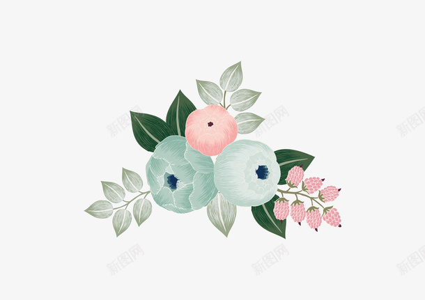 手绘画风花朵创意psd免抠素材_新图网 https://ixintu.com 手绘花朵 手绘鲜花 时尚创意花朵 水彩花朵 花朵边框