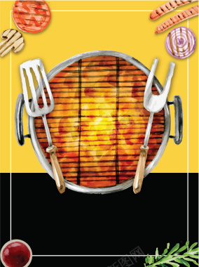 欧式烧烤BBQ海报广告展板矢量背景背景