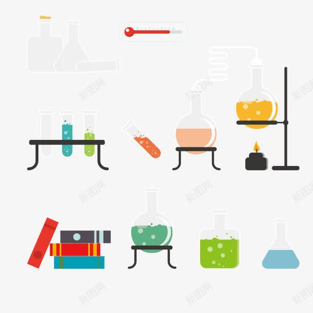 实验器材矢量图ai免抠素材_新图网 https://ixintu.com 化学实验 烧杯 试管 矢量图