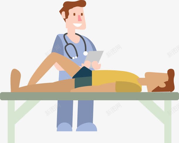 就诊中的成年男子png免抠素材_新图网 https://ixintu.com 医生 听诊器 就诊 平躺 病人看诊 病患 看病 看诊