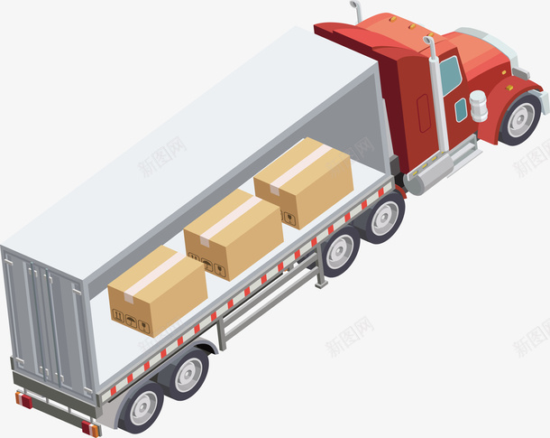 一个装货的红色大货车矢量图eps免抠素材_新图网 https://ixintu.com 一辆大货车 大货车 搬家货车 搬货车 矢量图 矢量货车 红色 红色大货车 货车PNG 运输