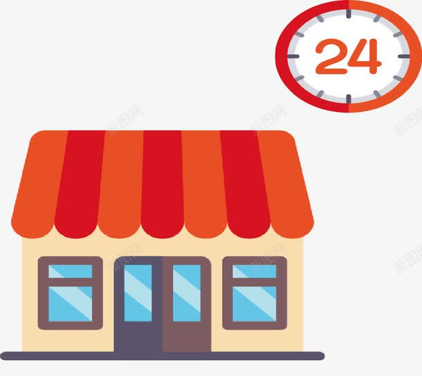 二十四小时营业商店矢量图ai免抠素材_新图网 https://ixintu.com 二十四小时 卡通手绘 商店 营业 矢量图