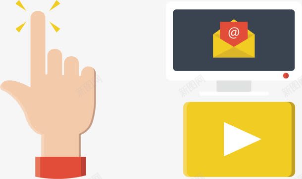 电脑端收邮件矢量图eps免抠素材_新图网 https://ixintu.com 互联网 播放按钮 查看邮件 矢量素材 矢量图