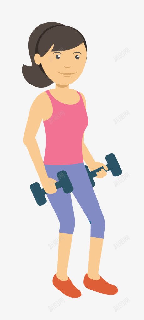 com 举重 健康 健身 健身房 卡通美女 器材 红色 背心 运动 运动器械