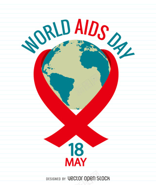 世界艾滋病日红丝带背景矢量图背景