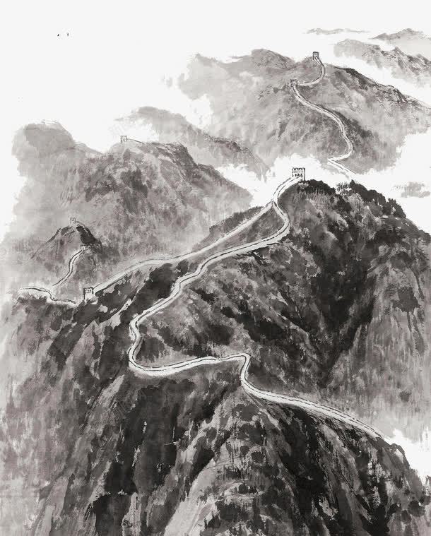 长城水墨画png免抠素材_新图网 https://ixintu.com 手绘 水墨 水墨北京 箭扣 长城 长城卡通 黑白长城