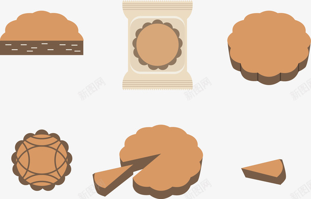 月饼插图矢量图ai免抠素材_新图网 https://ixintu.com 月饼 食物 矢量图
