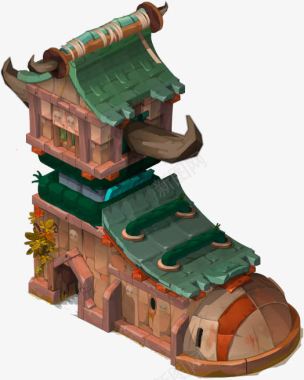 绿色中国风建筑装饰图案背景
