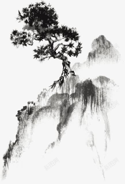 水墨画矢量图ai免抠素材_新图网 https://ixintu.com 中国画 山 树 水墨 水墨画 矢量图