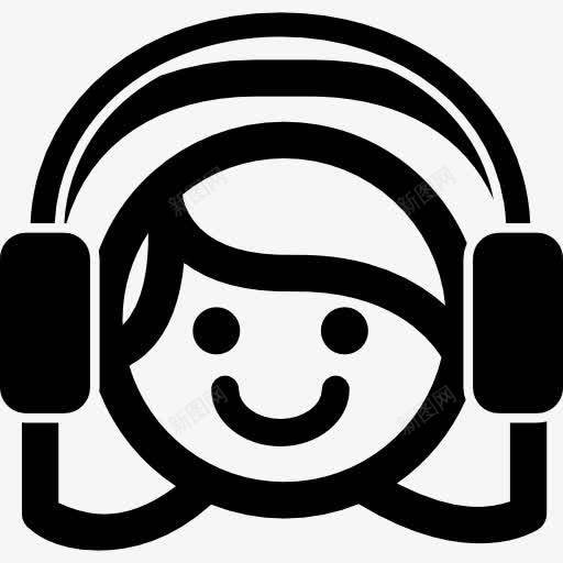 女孩听音乐和耳羽图标png_新图网 https://ixintu.com 人 听 女孩 微笑的脸 收起来 耳羽 音乐