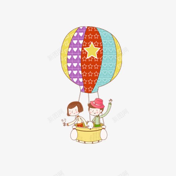 卡通热气球小朋友png免抠素材_新图网 https://ixintu.com 五角星热气球 做热气球的小朋友 卡通小朋友 卡通热气球