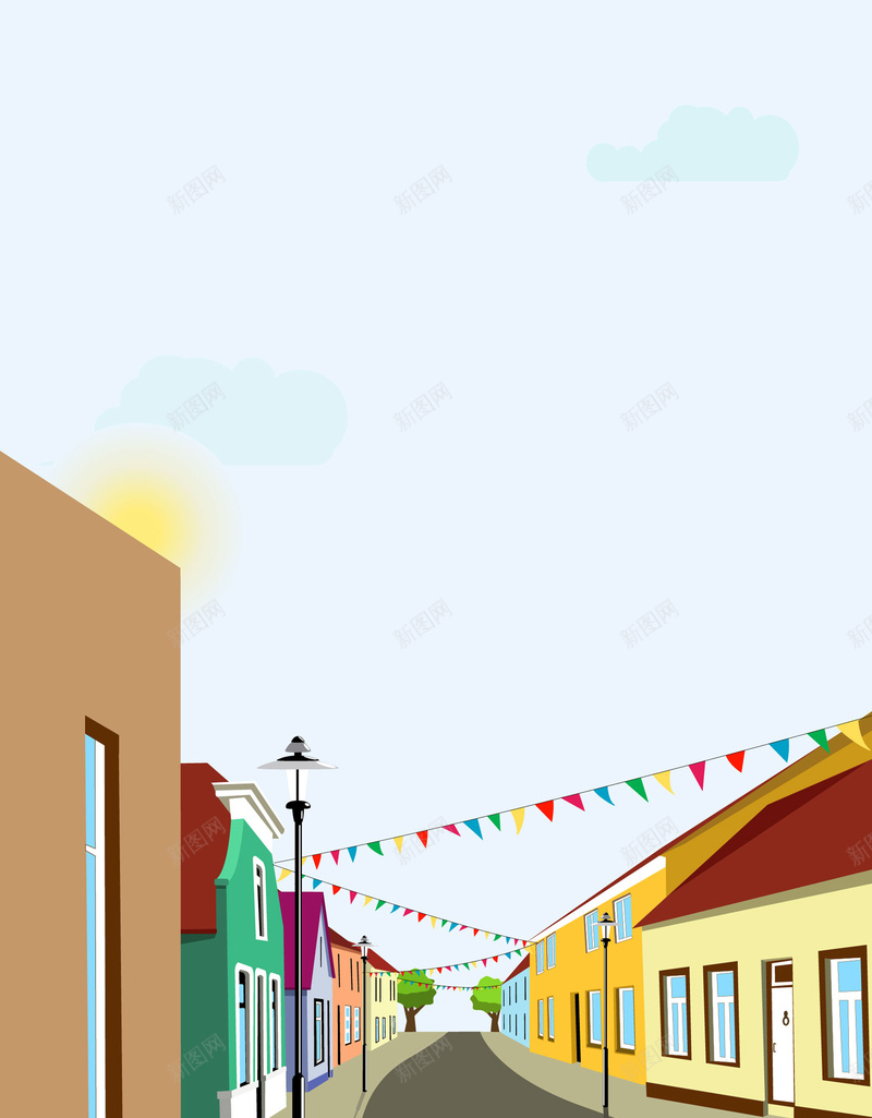 卡通手绘透视城市风景背景矢量图ai设计背景_新图网 https://ixintu.com 卡通 城市建筑 城市街景 城市风景 夜景 手绘 旅游风景 海滨城市 矢量图 透视 透视道路 道路 魅力城市