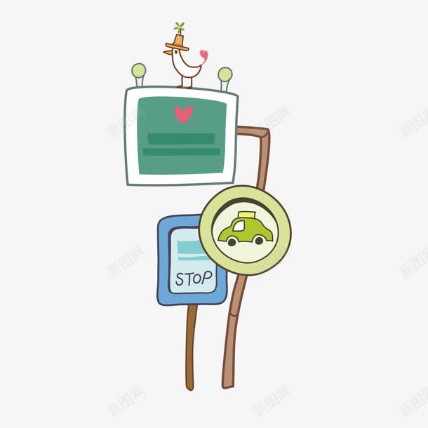 卡通交通指示牌png免抠素材_新图网 https://ixintu.com 交通指示牌 卡通交通 卡通指示牌 指示牌