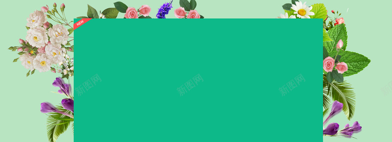 春季上新文艺几何绿bannerpsd设计背景_新图网 https://ixintu.com 上新 京东 促销 几何 广告 拼接 春天 春季上新 淘宝 电商 素材 绿叶 背景 花朵 设计 边框