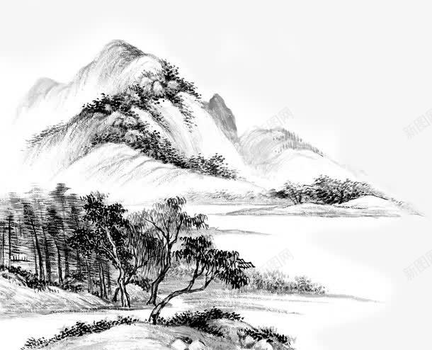 手绘中国风水墨大山装饰png免抠素材_新图网 https://ixintu.com 国风 大山 水墨 装饰