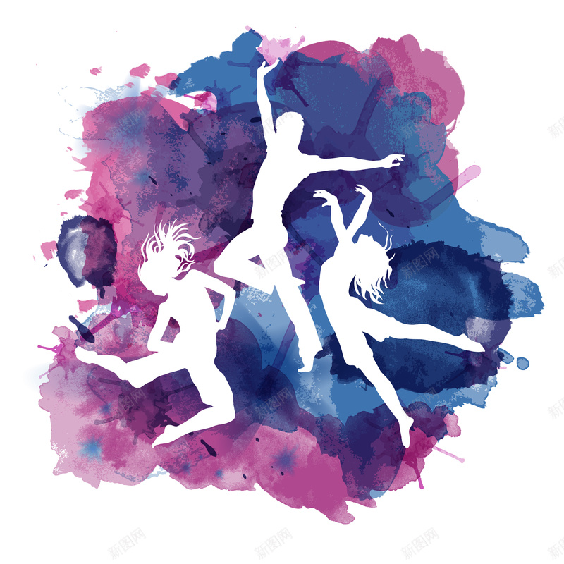 舞蹈人物剪影矢量背景ai设计背景_新图网 https://ixintu.com 人物 剪影 彩绘 海报 潮流 矢量图 矢量素材 背景 舞蹈