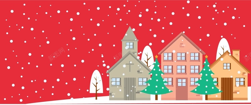 红色底卡通房子雪花淘宝背景矢量图ai设计背景_新图网 https://ixintu.com 冬天 冬季 几何 卡通 房子 扁平 文艺 红色 雪花 矢量图