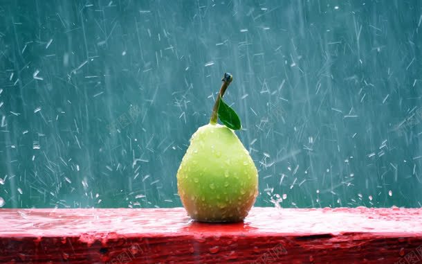 被雨水淋的鸭梨绿叶jpg设计背景_新图网 https://ixintu.com 绿叶 雨水 鸭梨