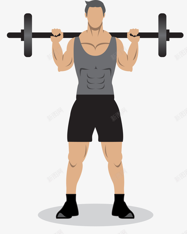 杠铃卡通举重png免抠素材_新图网 https://ixintu.com 健身运动 卡通风格 杠铃 深蹲 深蹲运动 矢量深蹲