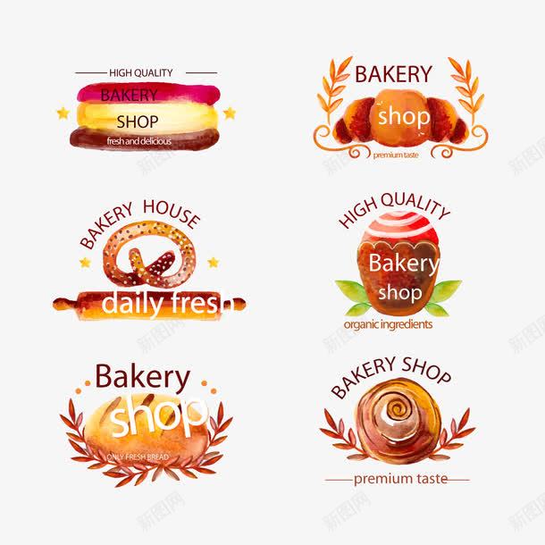 彩绘面包店标志png免抠素材_新图网 https://ixintu.com 手绘面包 背景装饰 面包店标志 食物