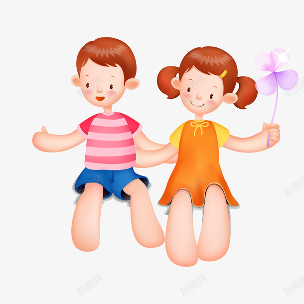 卡通友好的伙伴人物矢量图ai免抠素材_新图网 https://ixintu.com 人物设计 伙伴 卡通 友好 微笑 玩耍 矢量图