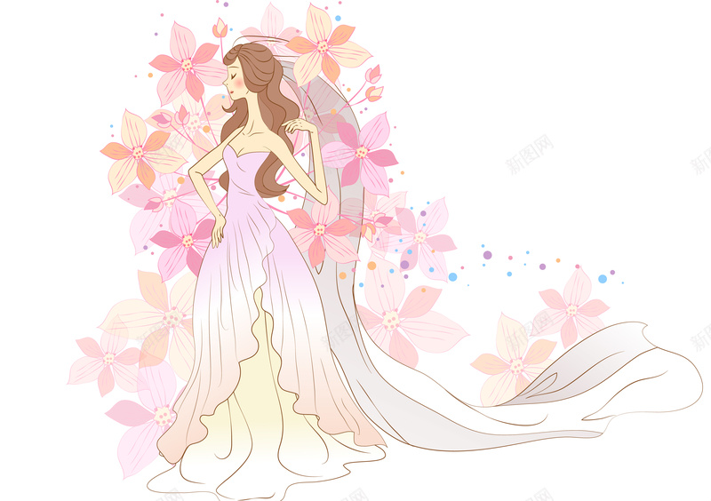 卡通美女新娘底纹背景矢量图ai设计背景_新图网 https://ixintu.com 唯美 女人 女性女人 底纹背景 性感美女 时尚花纹 矢量人物 矢量美女 邀请卡封面 矢量图