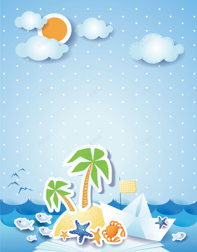 矢量卡通早教椰岛海风立体背景ai设计背景_新图网 https://ixintu.com 云 卡通 太阳 手绘 早教 椰岛 海水 海风 矢量 立体 童趣 背景 蓝色 矢量图