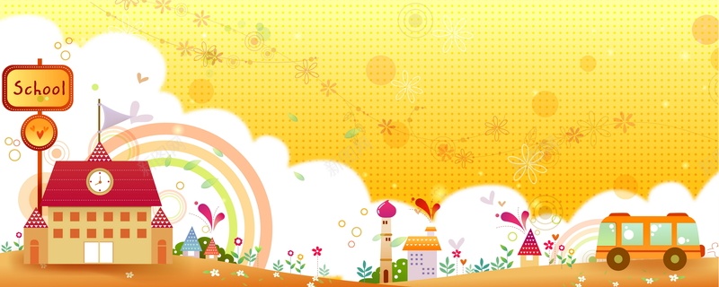 卡通学校矢量图ai设计背景_新图网 https://ixintu.com 上学 卡通 学校 手绘 校车 童趣 矢量图