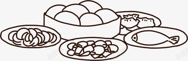 手绘合成曹参包子鱼食物png免抠素材_新图网 https://ixintu.com 包子 合成 食物