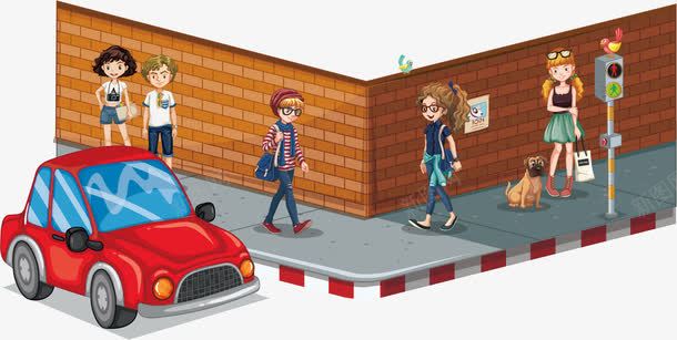 车水马龙行人png免抠素材_新图网 https://ixintu.com PNG免抠图下载 人行道 围墙 行走 路上行人 路人 车辆