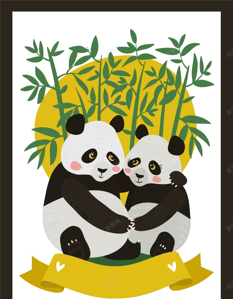 熊猫情侣背景模板矢量图ai设计背景_新图网 https://ixintu.com AI 丝带 动物 卡通熊猫情侣 平面 广告 情侣 模板 海报 熊猫 矢量 竹子 素材 背景 矢量图