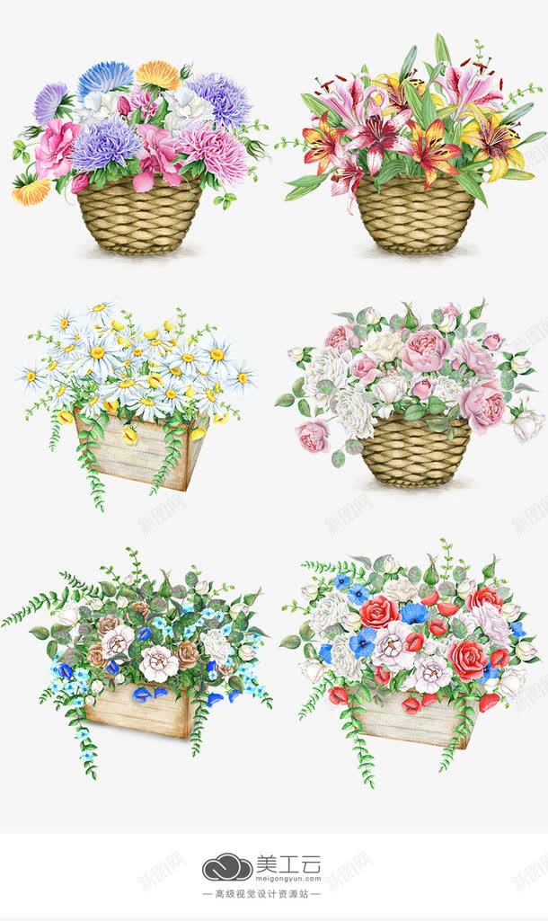 卡通海报植物花篮子png免抠素材_新图网 https://ixintu.com 卡通 植物 海报 篮子